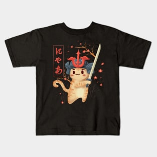 samurai cat Kids T-Shirt